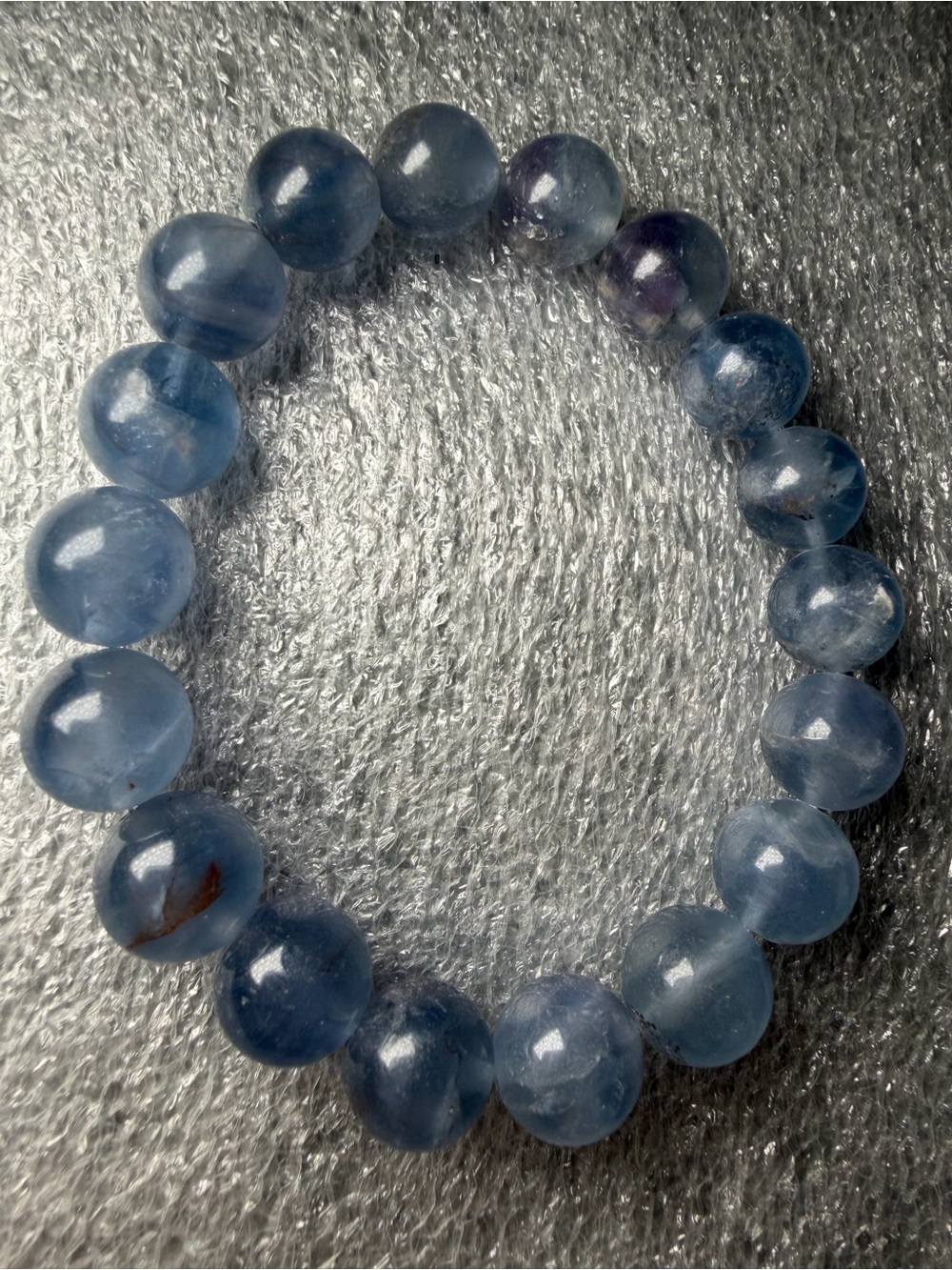 Beautiful 11MM Blue Namibia Fluorite Natural Crystal Bracelet
